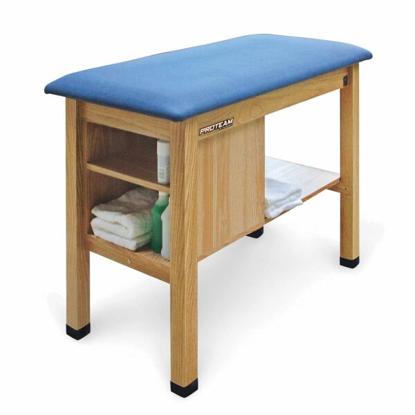 PROTEAM™ - 27"x48" H-Brace Taping Table with Storage Shelf and Open Cabinet Storage